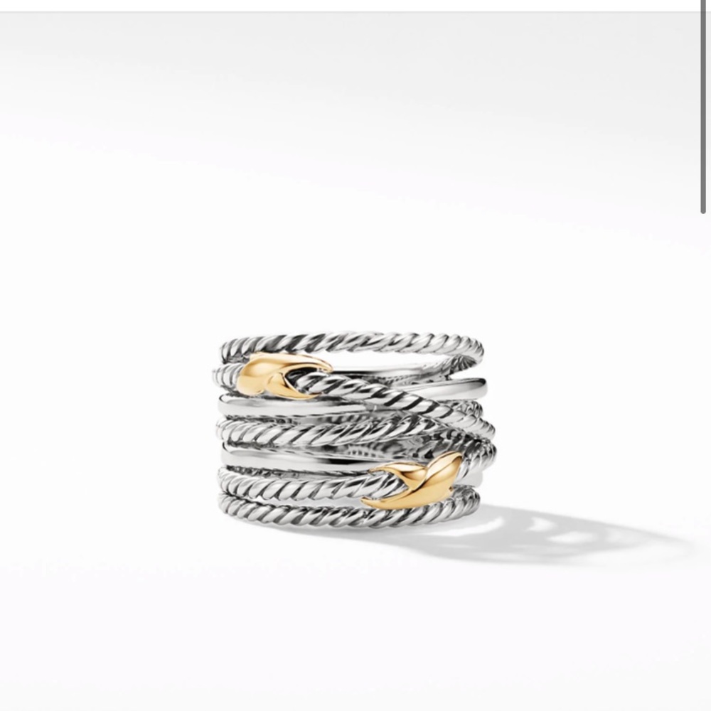 David Yurman Double X Crossover Ring with 18K Gold